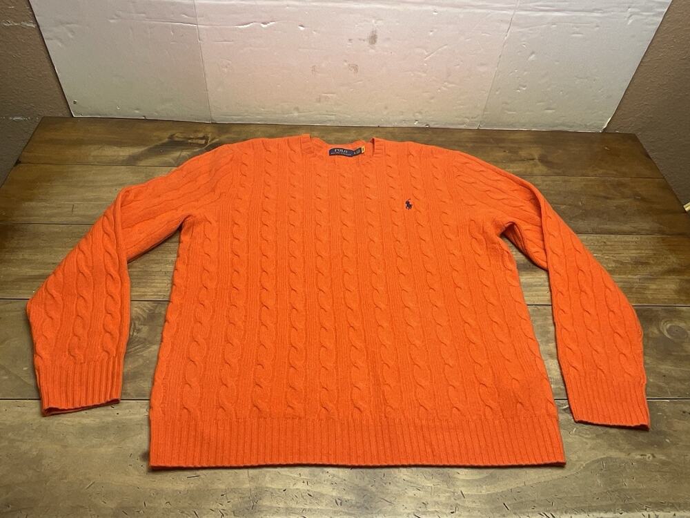 Polo Ralph Lauren Sweater Mens XL Fisherman Wool Cashmere Cable Knit Crewneck